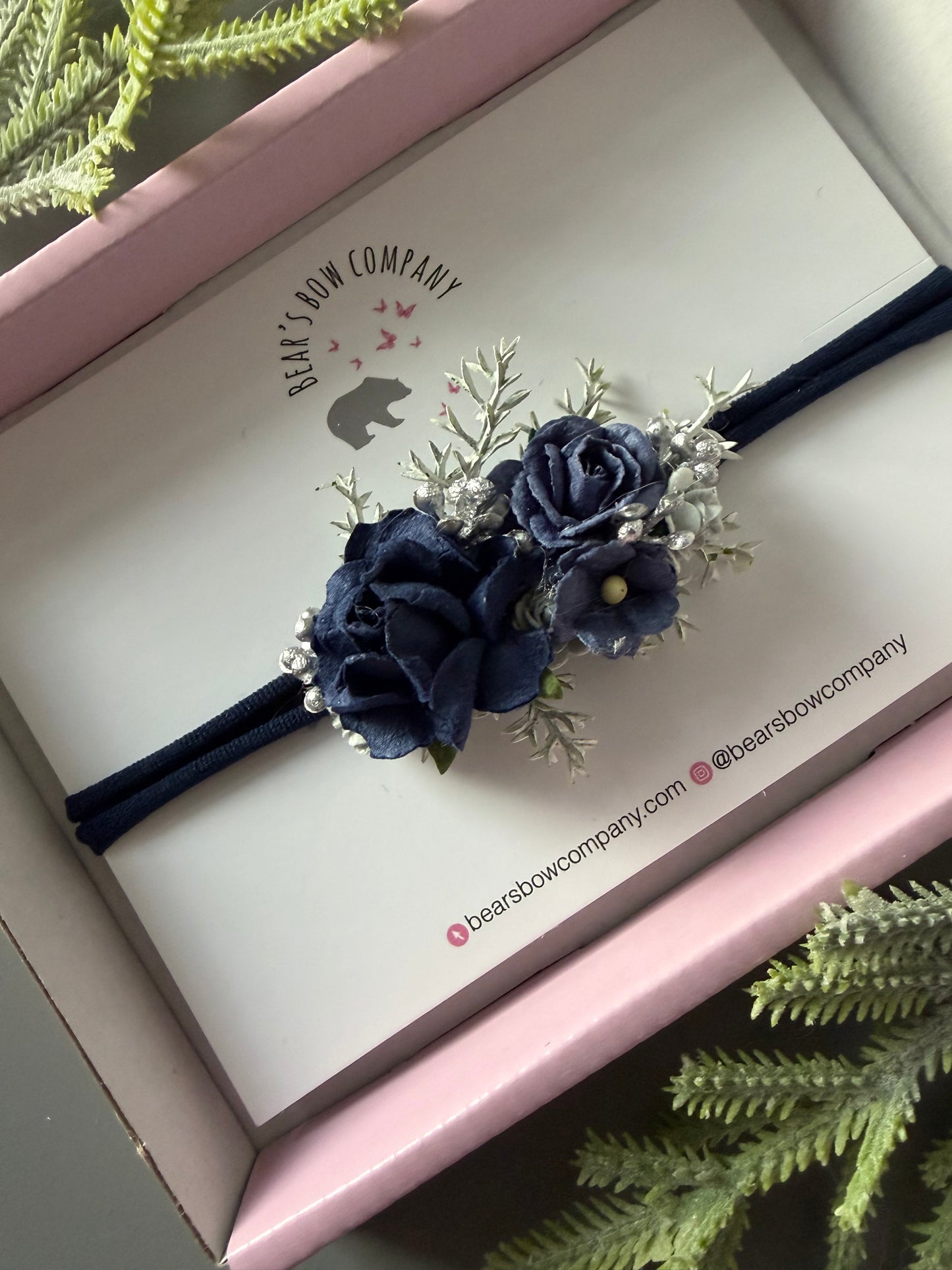 Navy Flower Headband