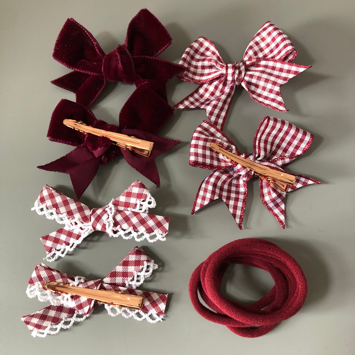 Burgundy School Hair Bows