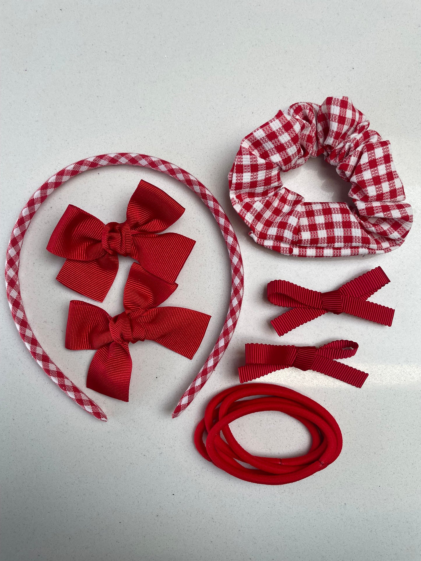 Red School Hair Bows Bundle