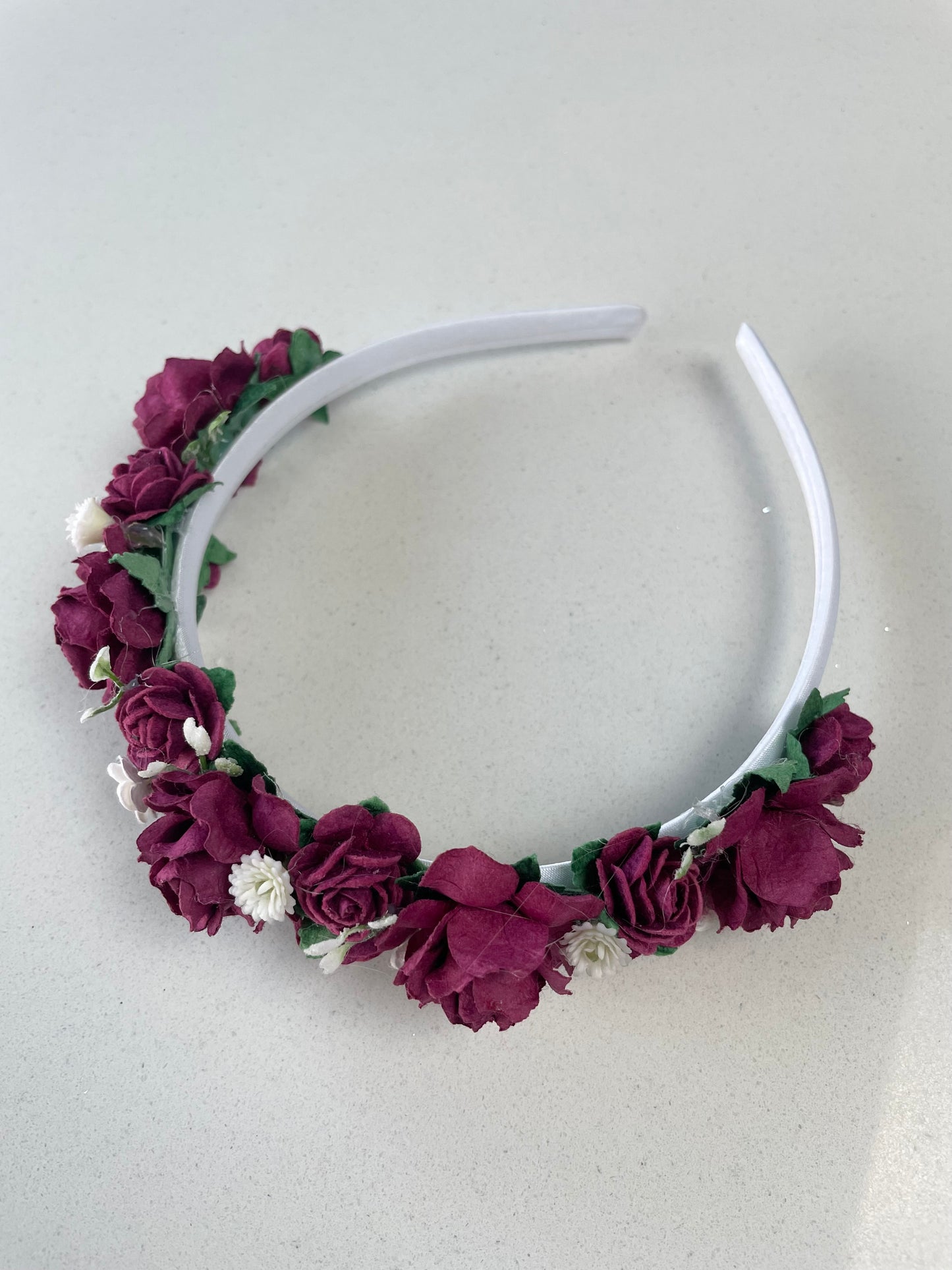 Burgundy Flower Headband