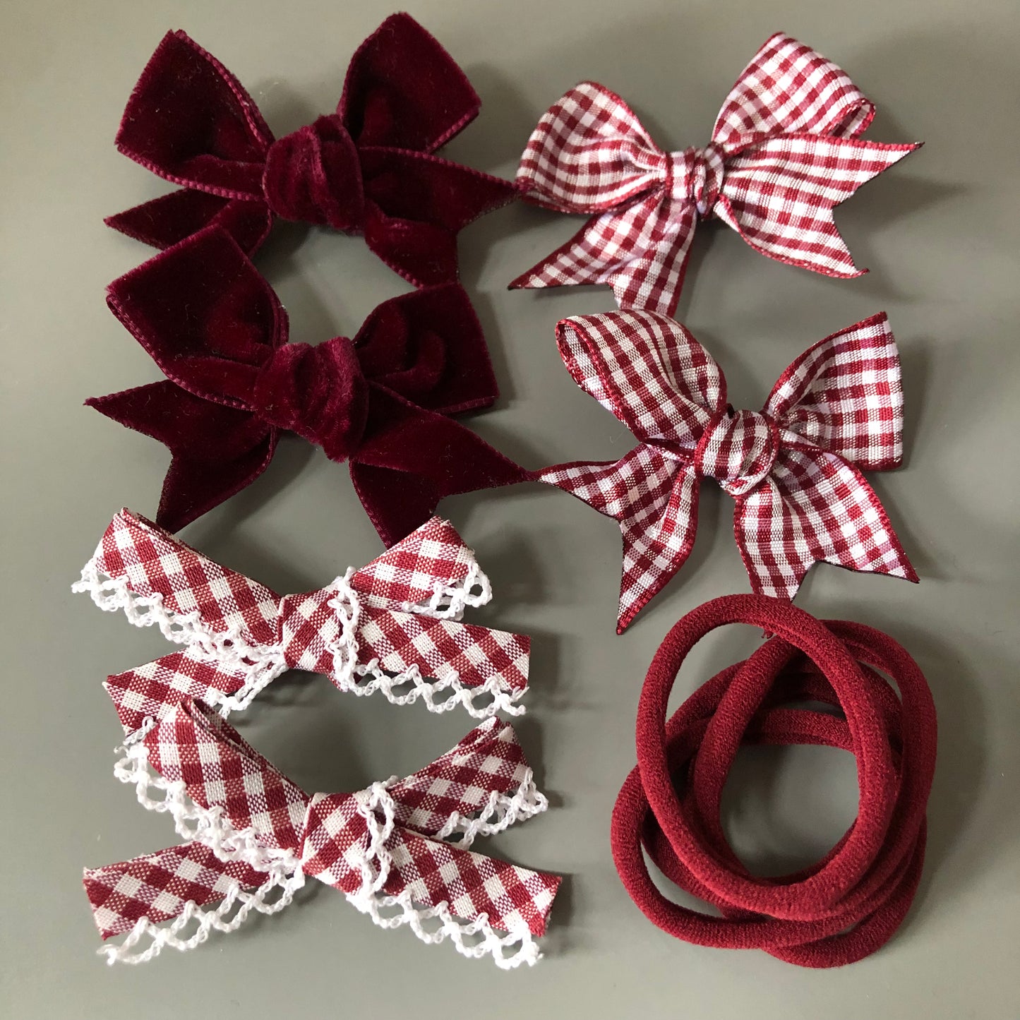 Burgundy School Hair Bows