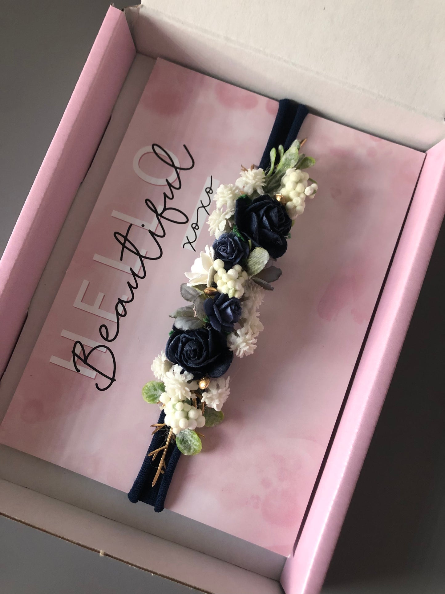 Navy Flower Headband