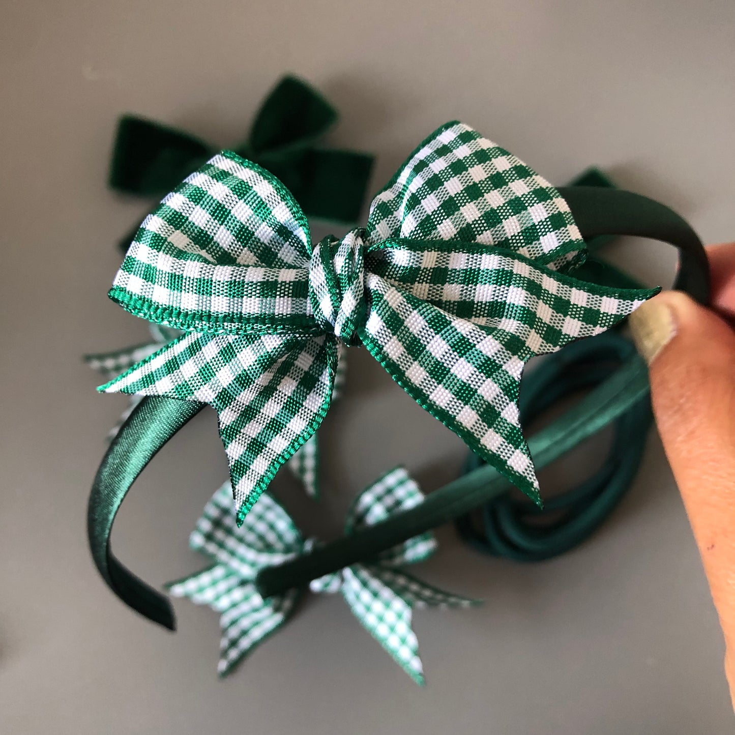 Green Gingham Bows