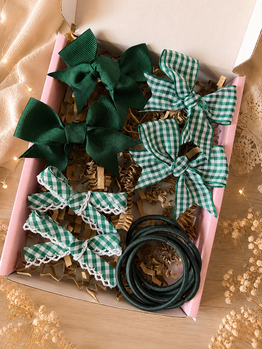 Green School Hair Bows