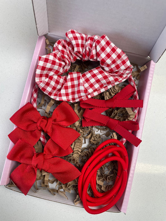 Red School Hair Bows Bundle
