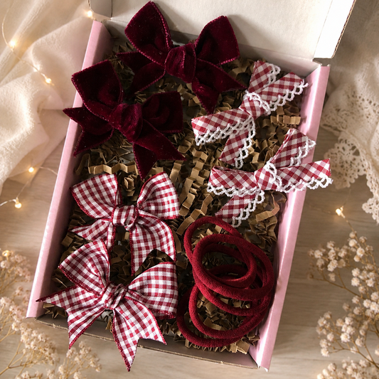 Burgundy School  Hair Bows