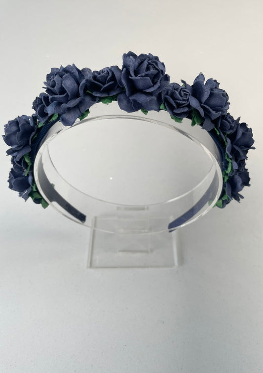 Navy Flower Headband