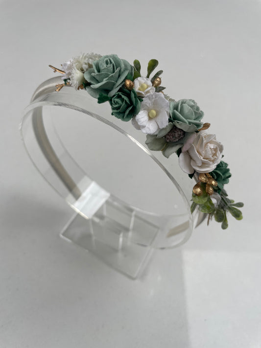 Sage and White Headband