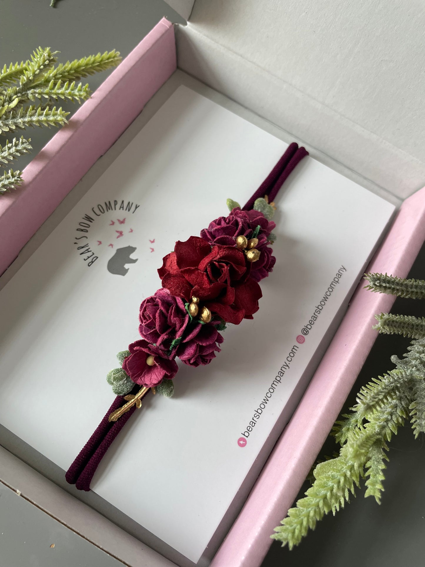 Burgundy Flower Headband