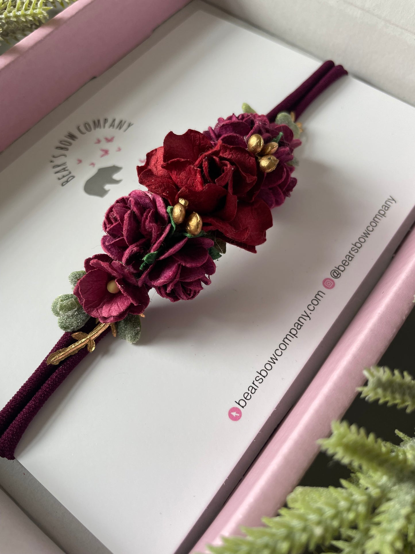 Burgundy Flower Headband