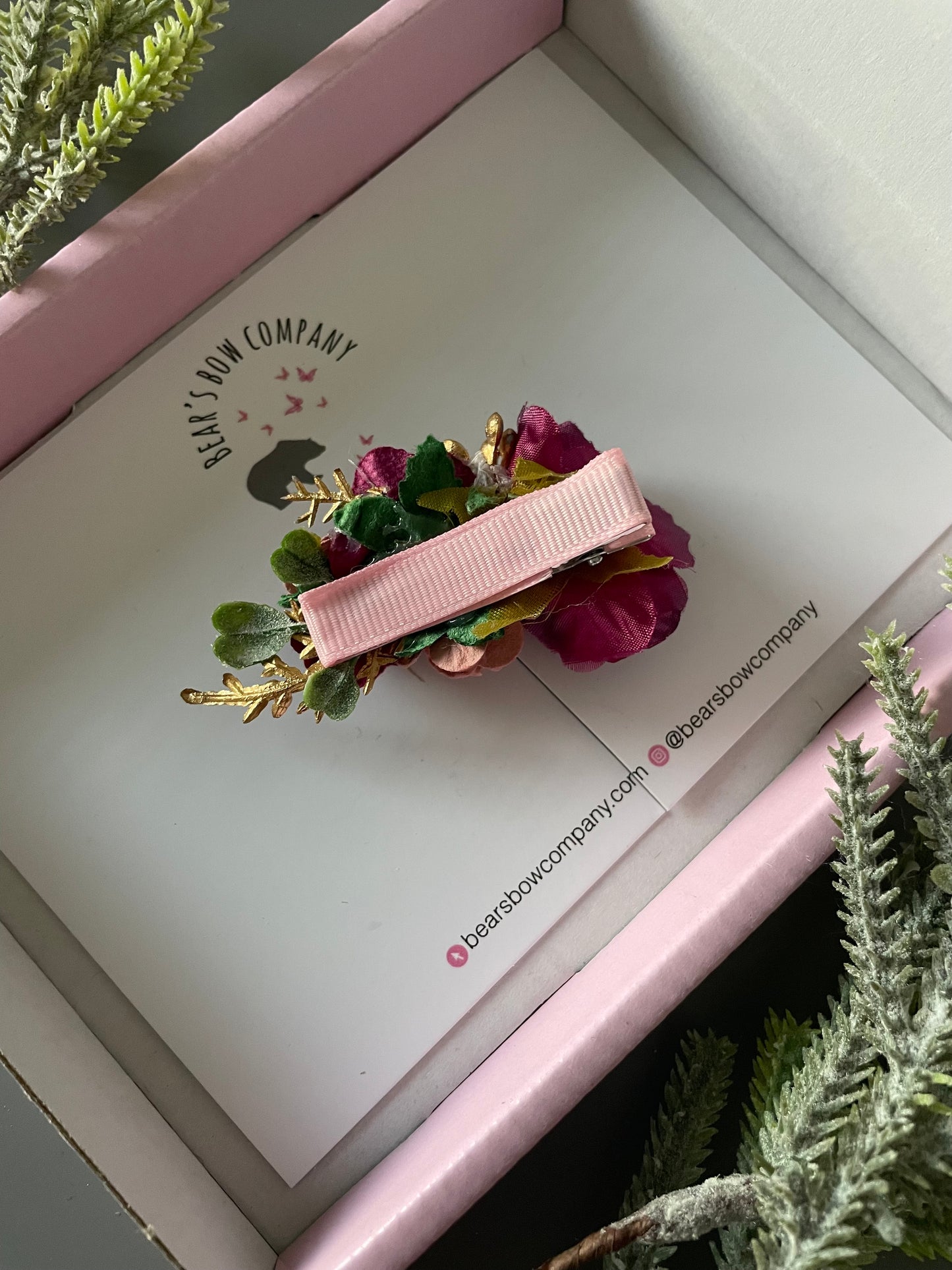 Burgundy Flower Clip