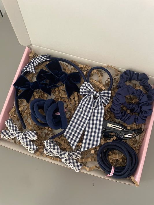 Navy School Hair Bows