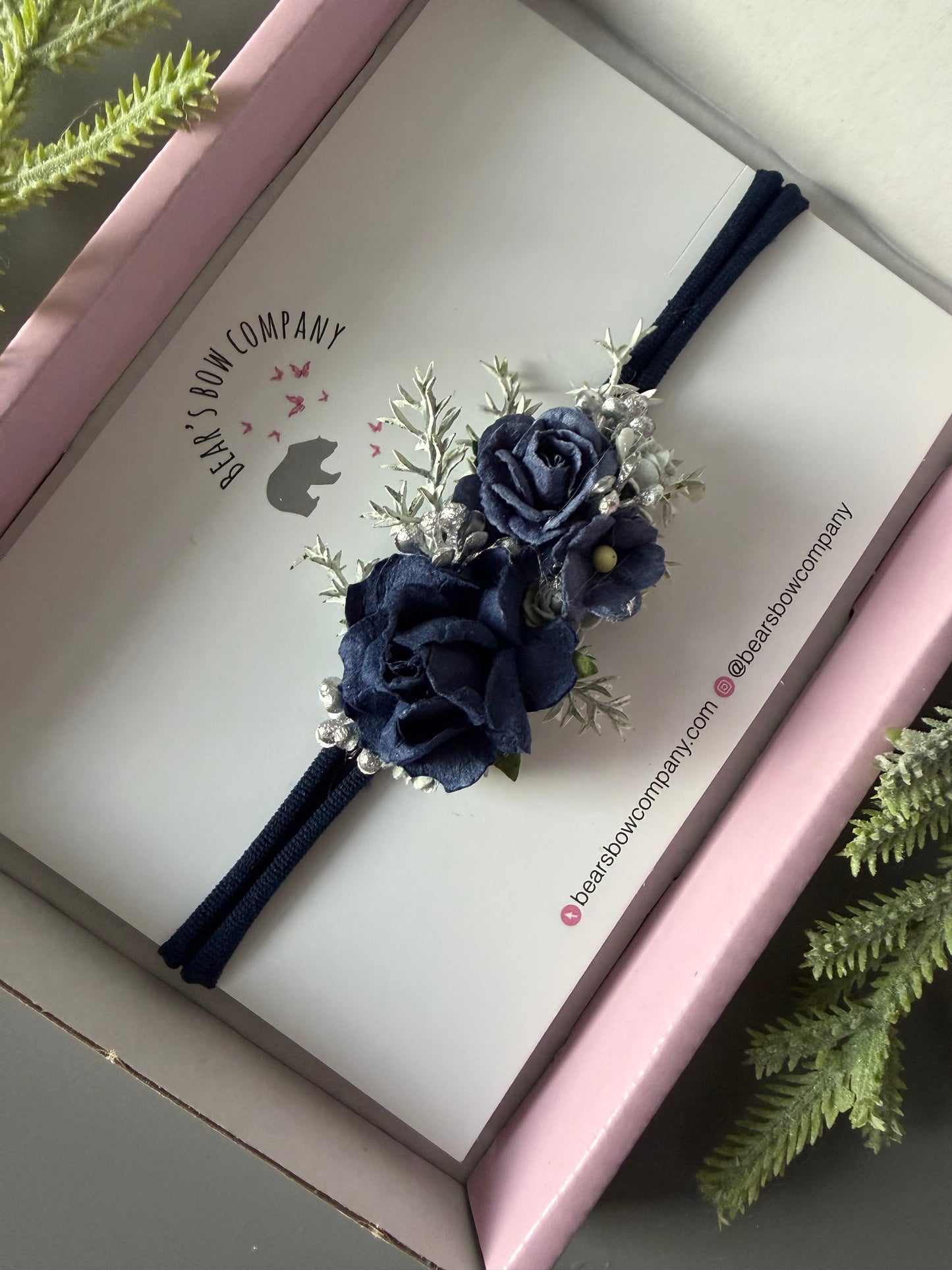 Navy Flower Headband