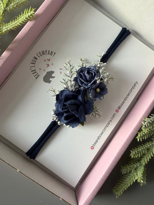 Navy Flower Headband