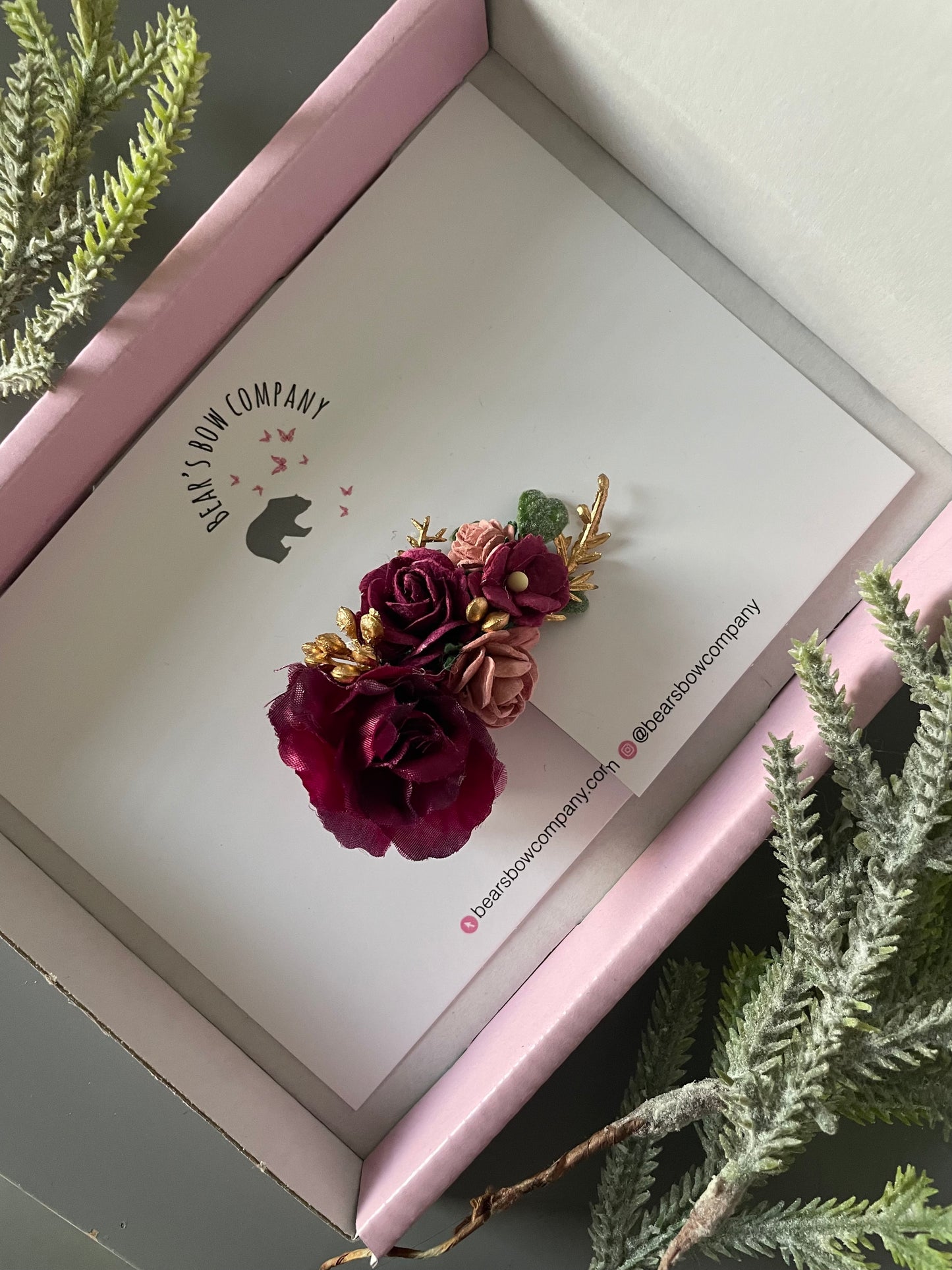 Burgundy Flower Clip
