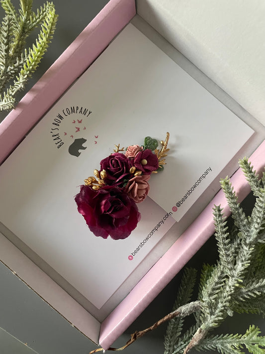 Burgundy Flower Clip