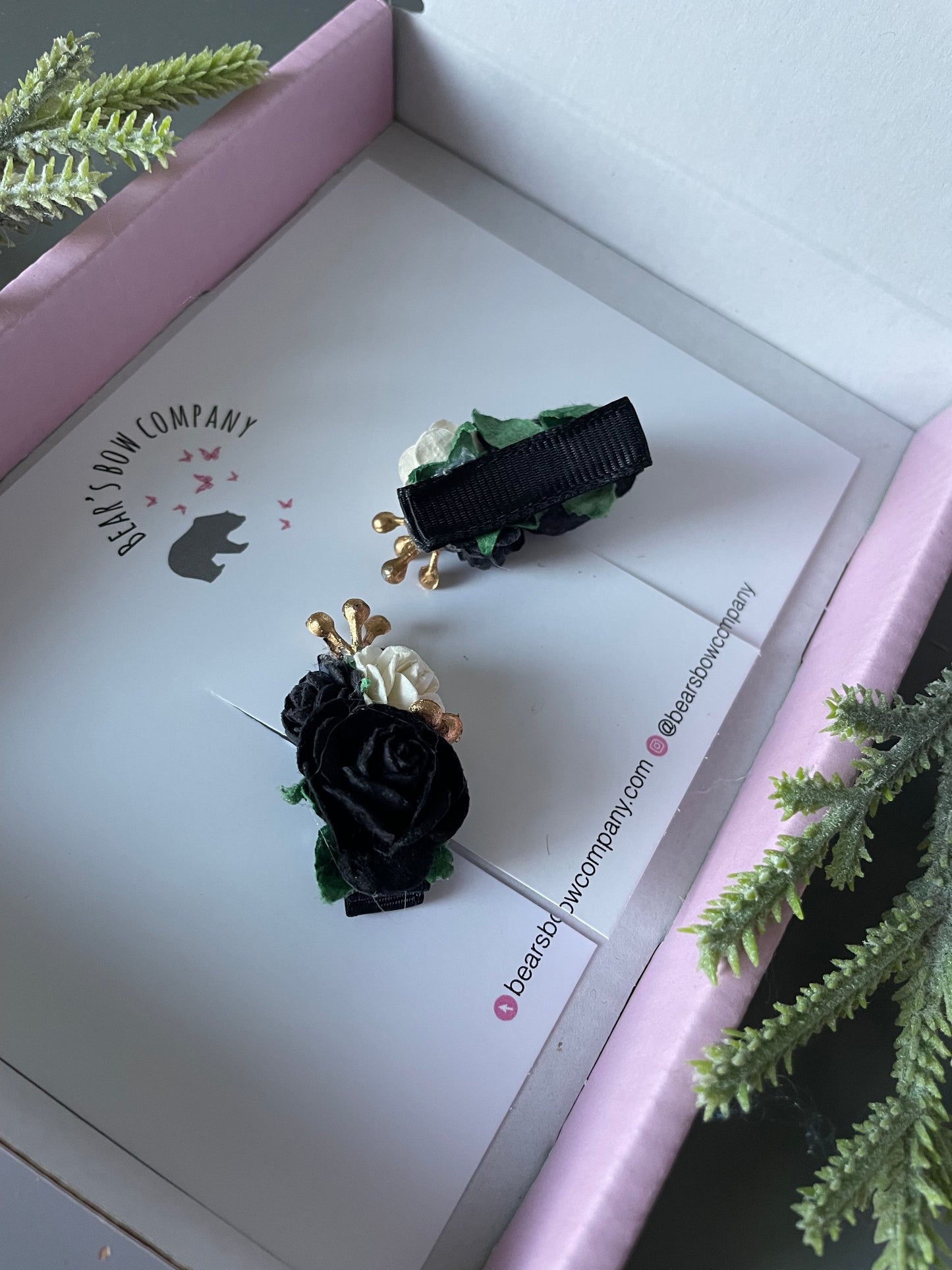 Black Floral Fringe Clips