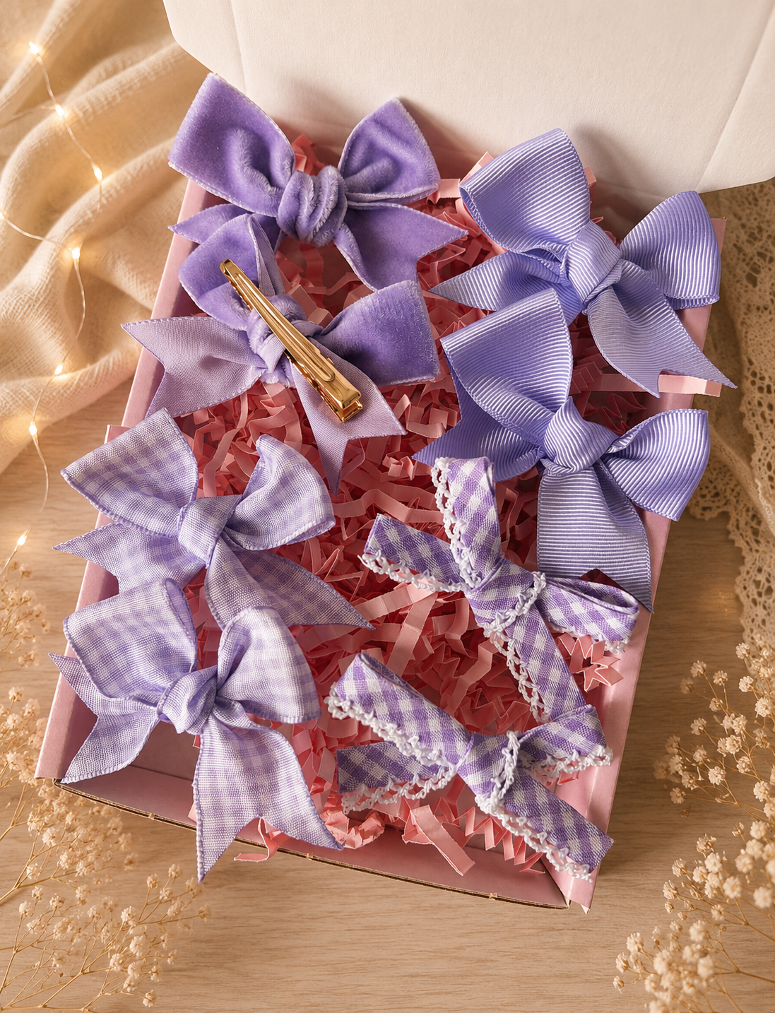 Lilac School Hair Bows