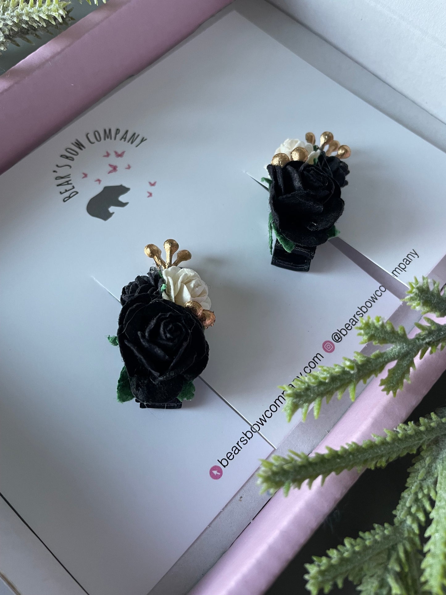 Black Floral Fringe Clips