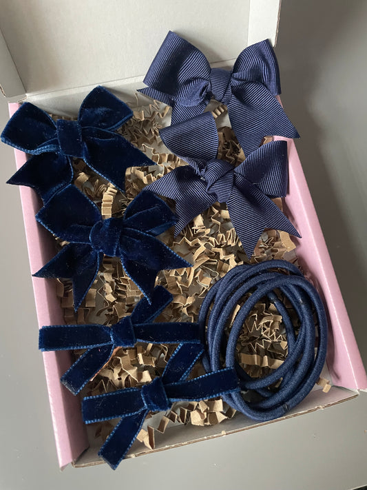 Navy School Hair Bows