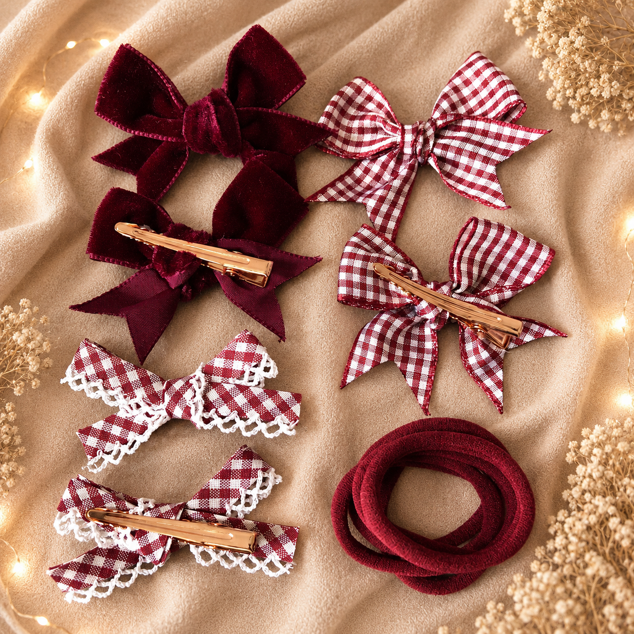 Burgundy School  Hair Bows