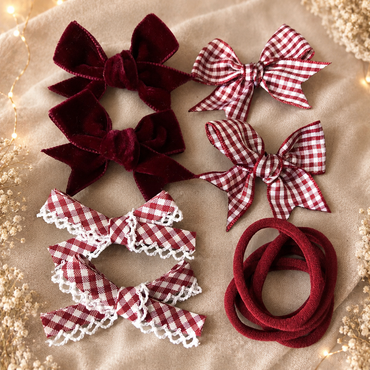 Burgundy School  Hair Bows