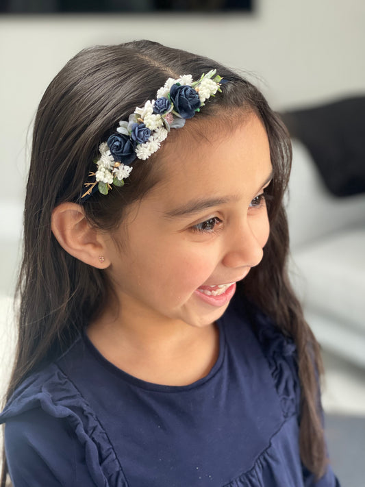 Navy Flower Headband