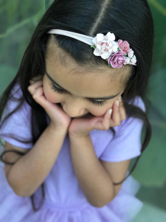 Pale Pink and Dark Lilac Baby Headband