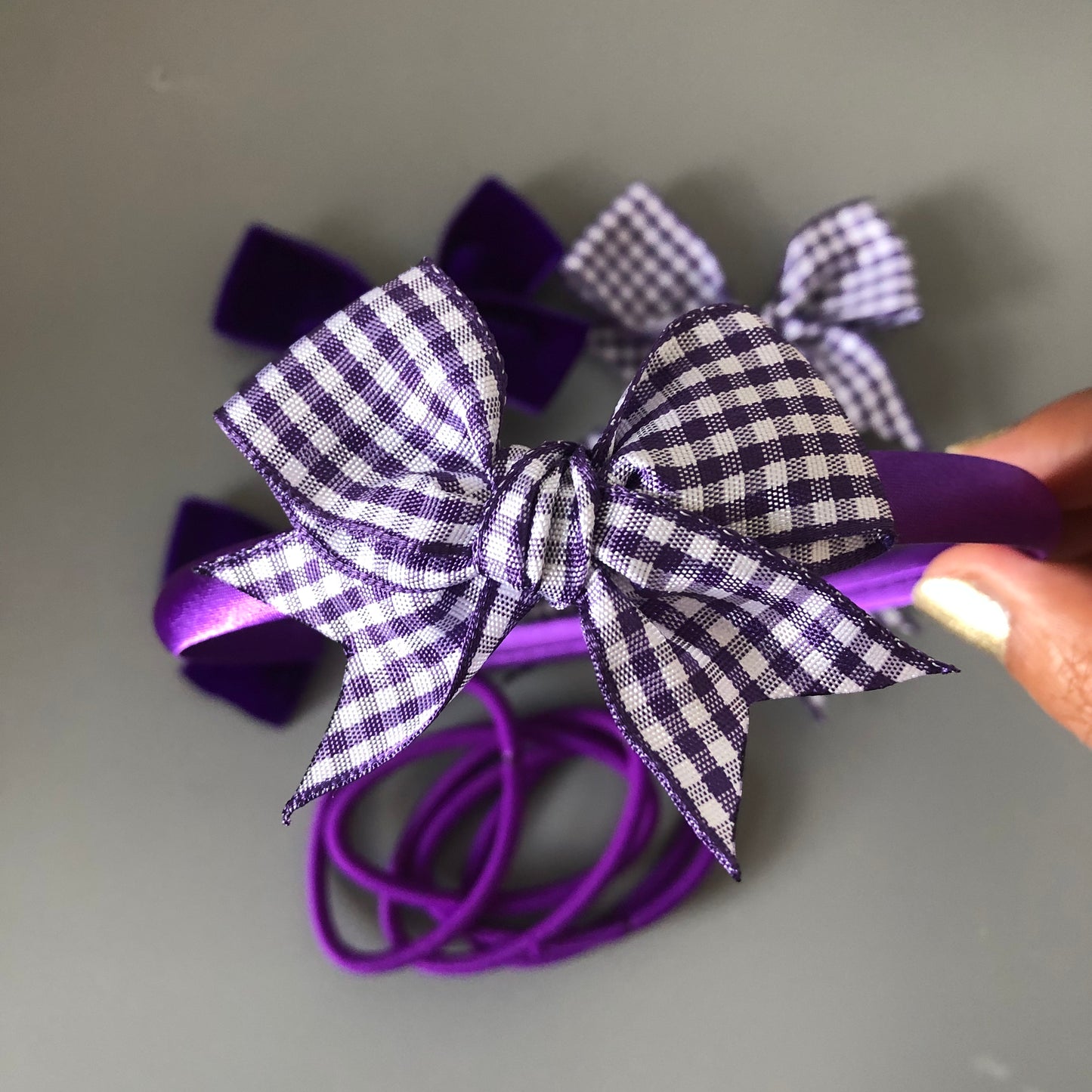 Purple Gingham Bows