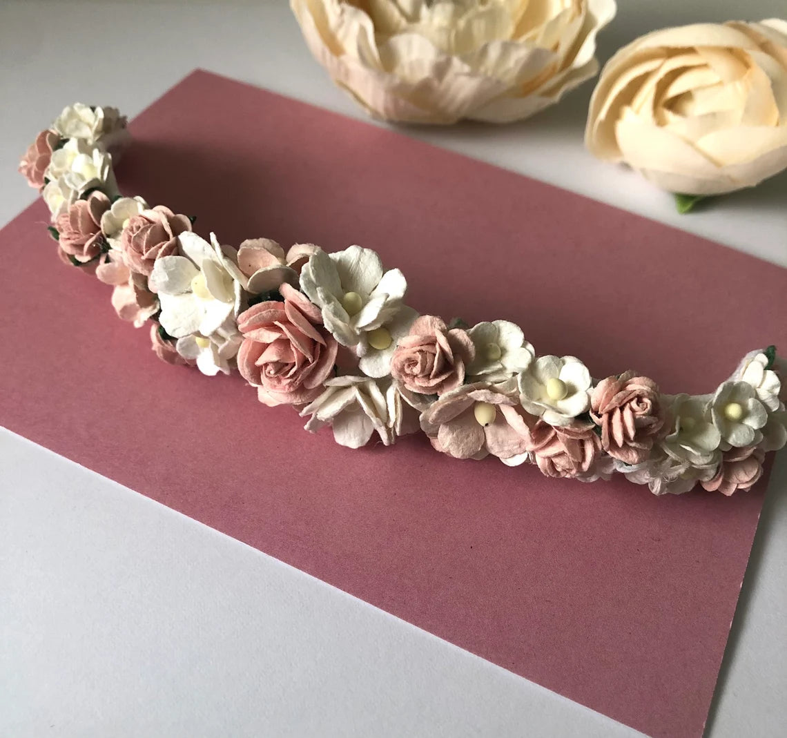 Pink flower best sale crown headband