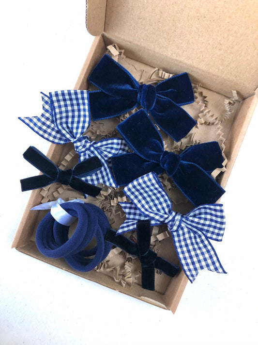 Navy School Hair Bows
